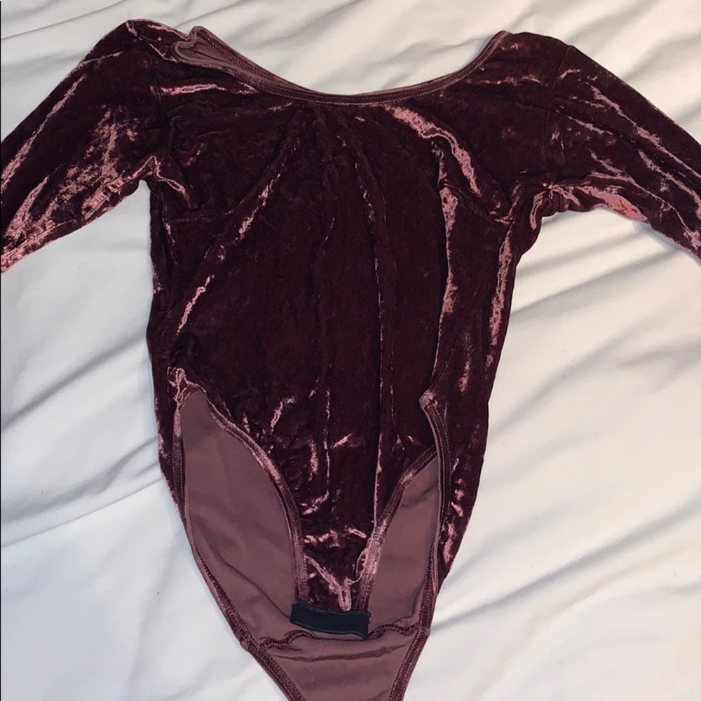 Pink crushed velvet leotard/ one piece